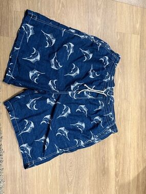 Old Navy Navy and White Marlin Swim Trunks